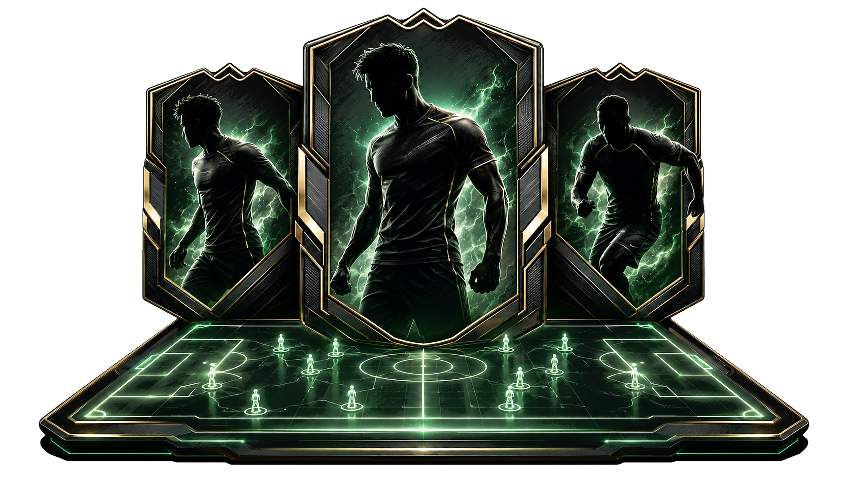 Fantasy football cards and tactical football field